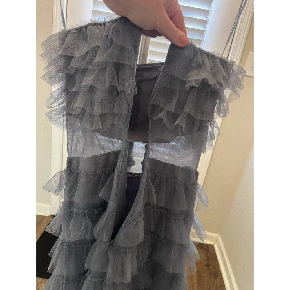 GEORGIA MINI DRESS - SMOKY BLUE- VELVI- Xsmall - Picture 14 of 14